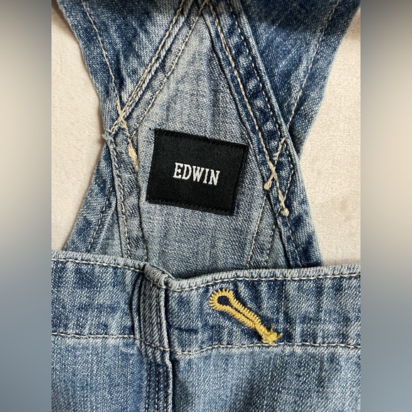 NWT Anthropologie Edwin Sadie Utility Denim Overalls RipTide Size L - Picture 9 of 10